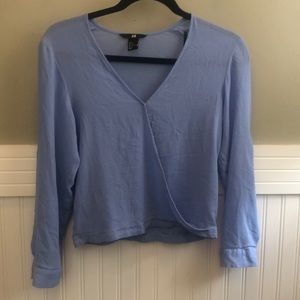 Light Blue Cross Over Blouse